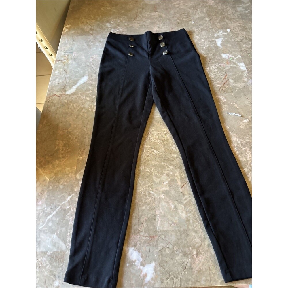 Women’s Small C By One Black Wide Leg Dress Pants Button Front Work Attire